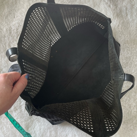 Frye Black perforated leather Tote Bag with Pouch - Picture 8 of 16